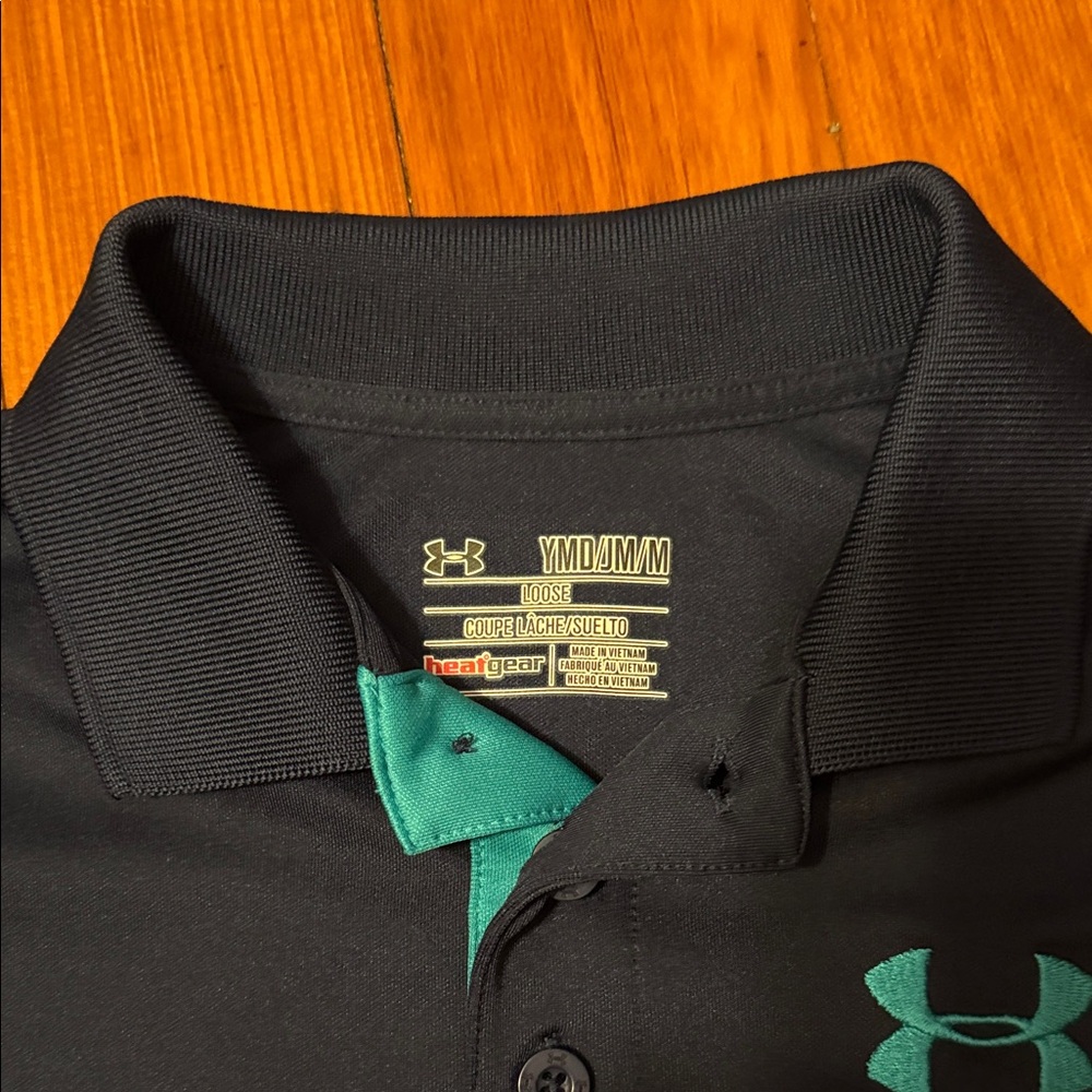 Under Armour Boy’s Polo in Black and Teal